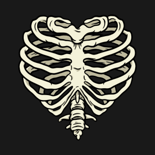 Skeleton Bones Rib Cage Hearth Funny Skull Costume Halloween T-Shirt