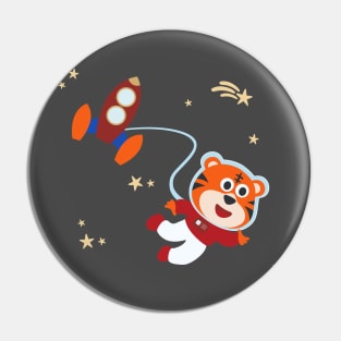 Space tiger or astronaut in a space suit with cartoon style Pin