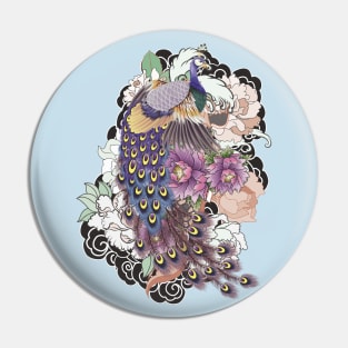 Japanese Peacock in Paradise Forest Pin