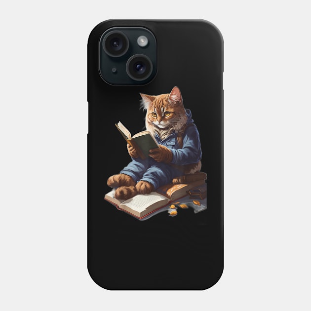 funny Cats Reading A book graphic Cat Kitten Lovers Phone Case by SmilArt