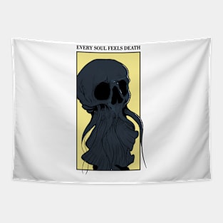 Skull octopus quote "Every Soul Feels Death" Tapestry