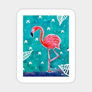 Neon Pink Tropical Flamingo Magnet