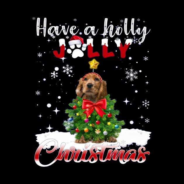 English Cocker Spaniel Have A Holly Jolly Christmas by Los Draws