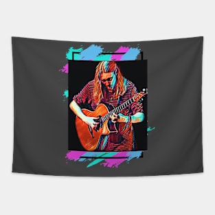 Young Guitarist (paint splotch frame) Tapestry