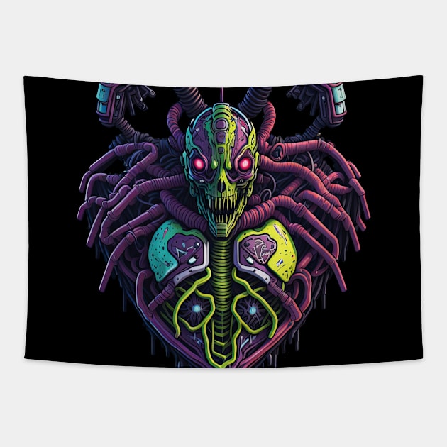 Cyborg Hearts Tapestry by Houerd