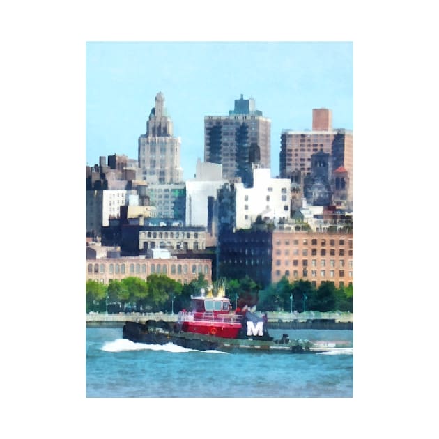 Manhattan NY - Tugboat Against Manhattan Skyline by SusanSavad