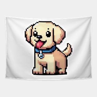 Cute golden labrador retriever as pixel art style illustration Tapestry