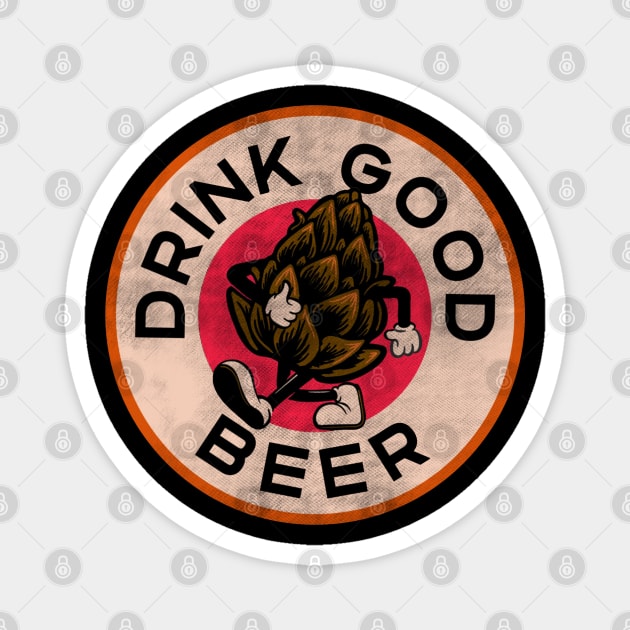 Retro Vintage Drink Good Beer Walking Hops Illustration Magnet by StreetDesigns