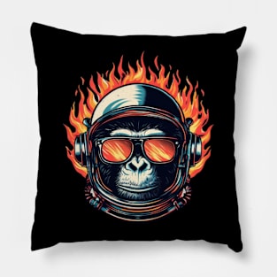 space monkey in flames Pillow