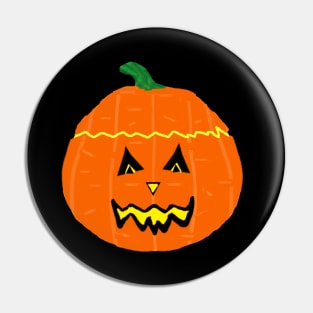 Happy Halloween Smiling Jack O Lantern (Black Background) Pin