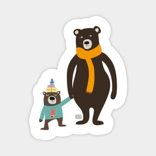 Christmas Mama Bear and Cub / Mamabär und Kind Magnet