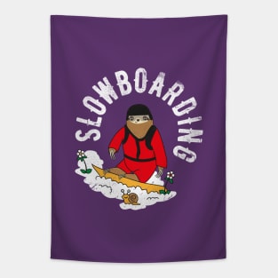 Slowboarding - Snowboarding Sloth Pun Tapestry