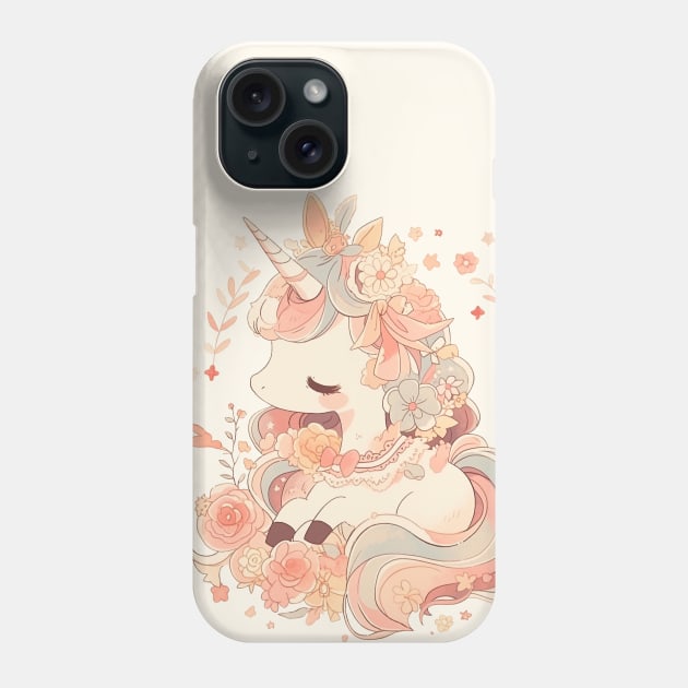 Unicorn Kawaii Adorable Illustration Phone Case by Trippycollage