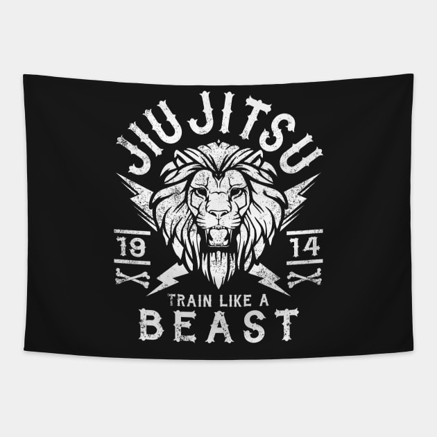 JIU JITSU - TRAIN LIKE A BEAST - LION Tapestry by Tshirt Samurai