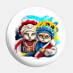 Ukraine and Poland, cat character Pin