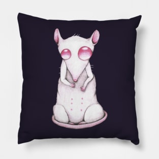 Albino rat pencil drawing Pillow