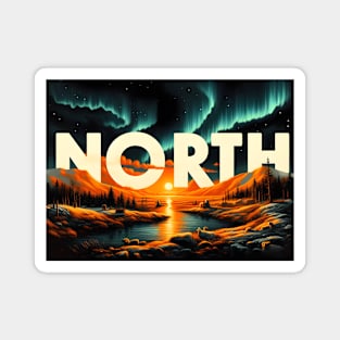 NORTH - northern landscape with polar lights Magnet