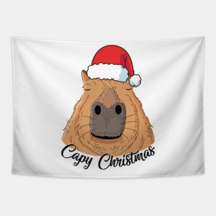 Capy or Huppy Christmas Capybara Holidays Santa Design Tapestry