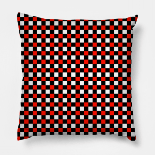 Black, red and White Checkerboard Pattern small squares Pillow