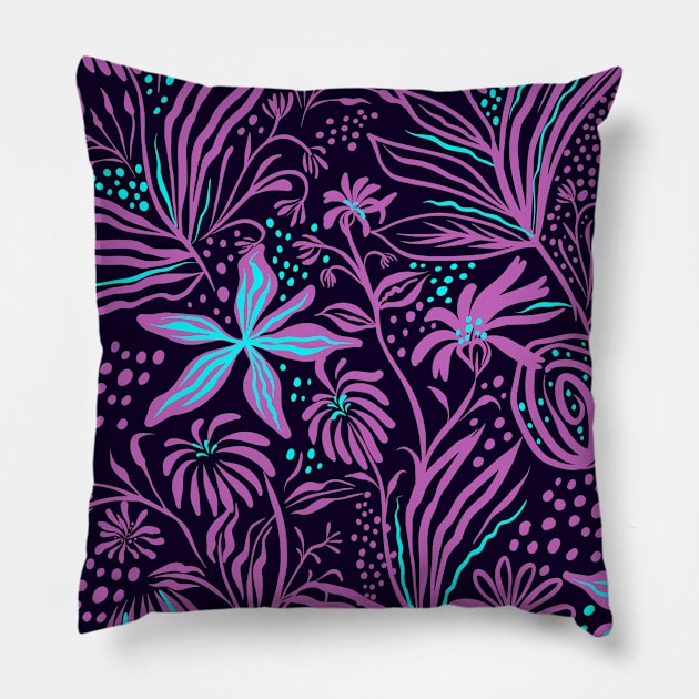 Cool Pattern Neck Gator Purple and Aqua Floral Pattern Pillow by DANPUBLIC