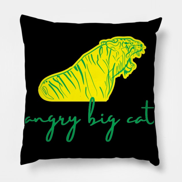 Angry Big Cat Pillow by Artistic Design