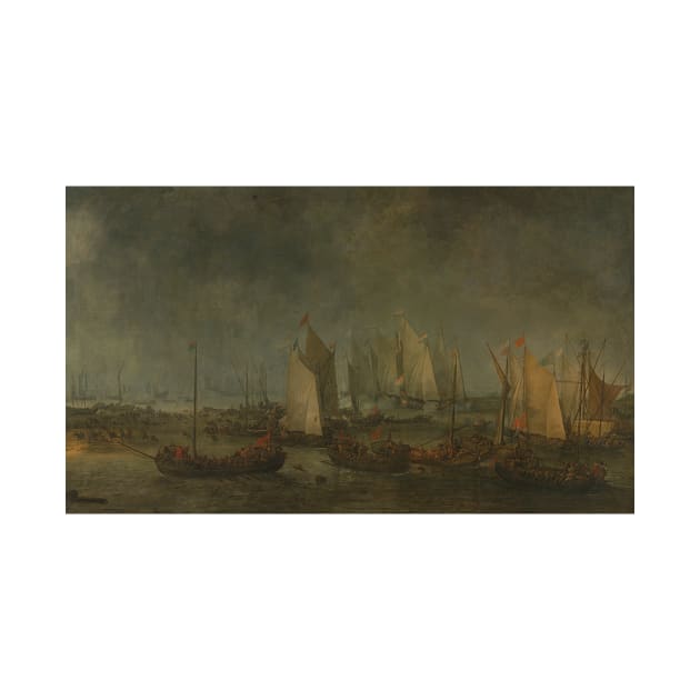 The Battle of the Slaak between the Dutch and Spanish Fleets on the Night of September 12-13, 1631 by Simon de Vlieger by Classic Art Stall