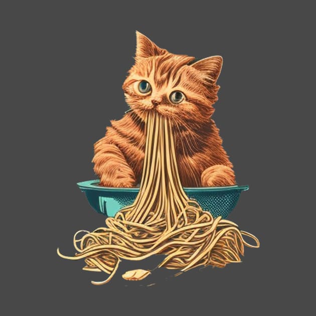 CAT EATING SPAGHETTI by TheABStore