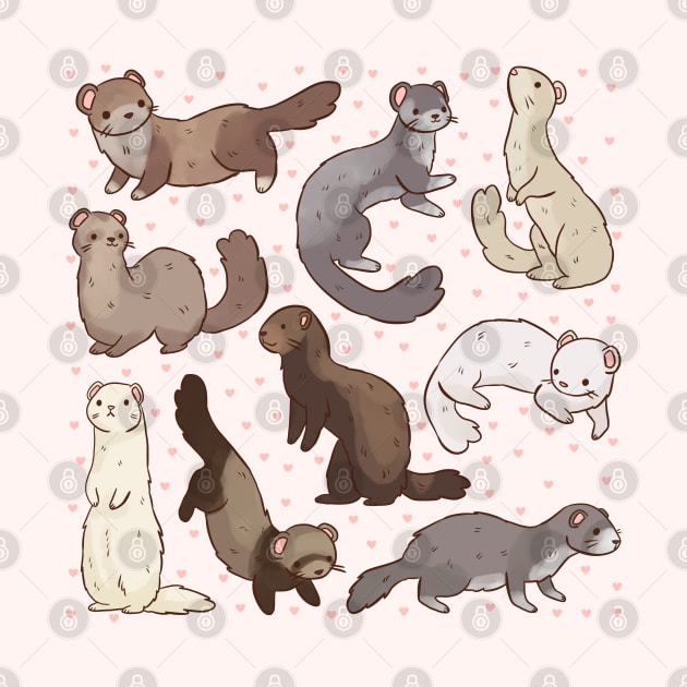 Cute ferrets illustration by Yarafantasyart