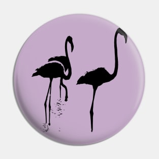 Minimalistic Three Flamingos Black Silhouette Pin