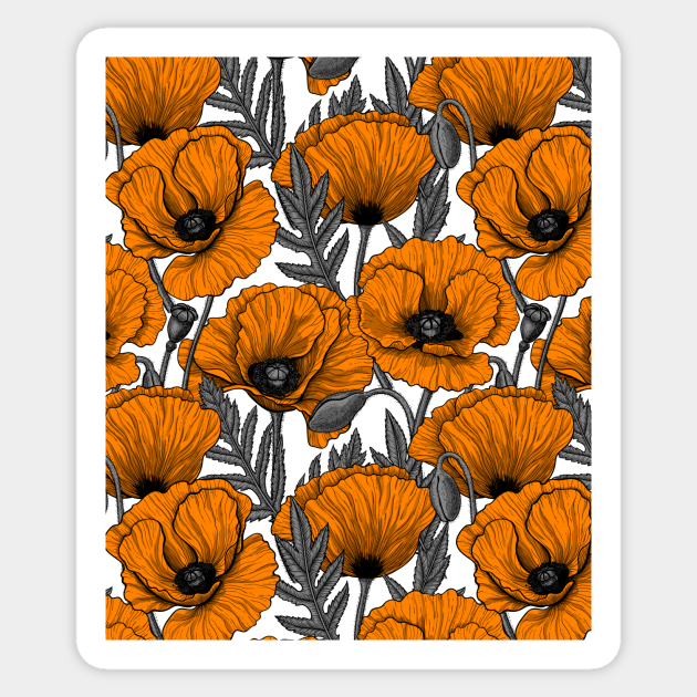 Orange poppy garden - Poppy - Sticker