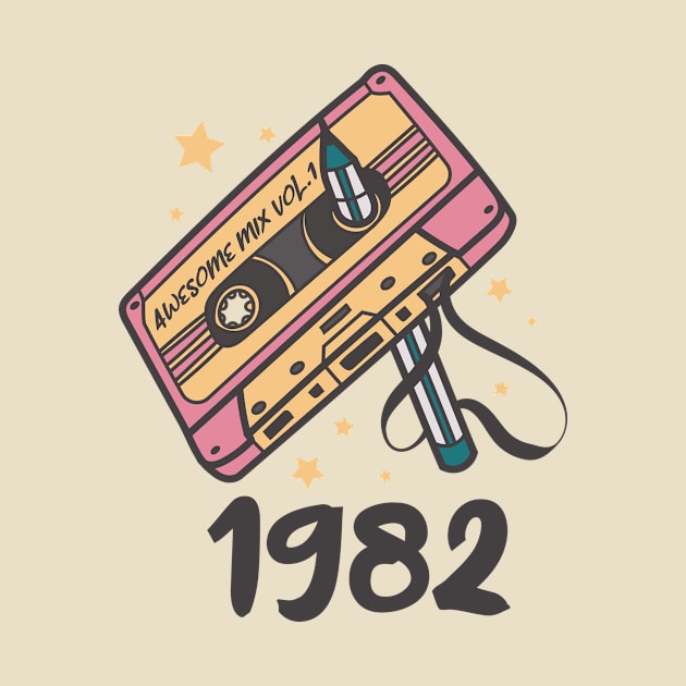 Awesome Mix Vol. 1 1982 Cassette Tape Vintage by Nessanya