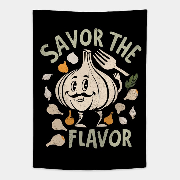 Savor the Flavor - funny garlic Tapestry by ravensart