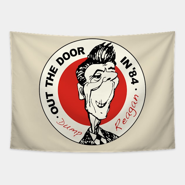 Ronald Reagan - Out the Door in '84 Political Design Tapestry by darklordpug