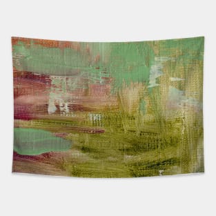 Abstract Oil Painting Waterlily Green White Terracotta Tapestry