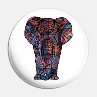 Intricate Asian Elephant Colorful Illustration Pin