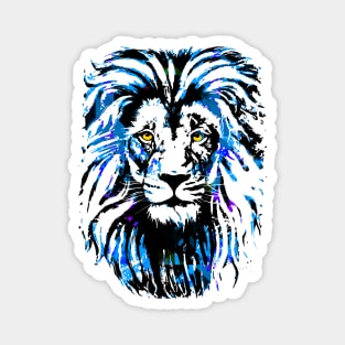 Blue Lion Head - Lion Colourful by Tigazprint Magnet