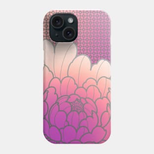 lilac peony flower on geometric wallpaper background Phone Case