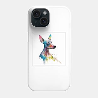 American Hairless Terrier Dog In Watercolor & Pen Phone Case