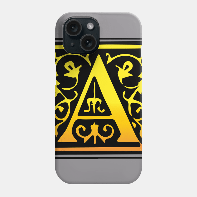 A Letter emblem crest in orange black Phone Case by Creative Art Store