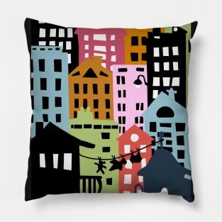 Nightscape City Buildings Pillow