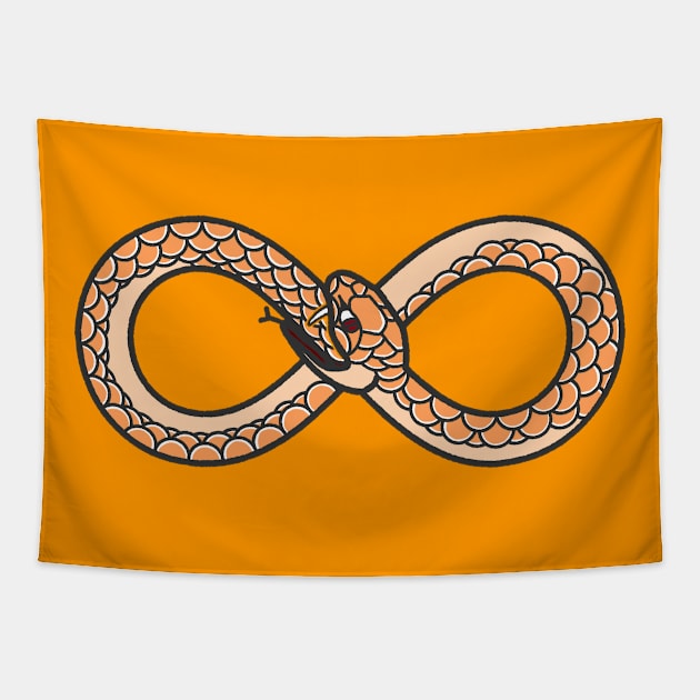 Yellow Ouroboros Tapestry by kmtnewsman