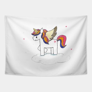 Colorful unicorn on the cloud Tapestry