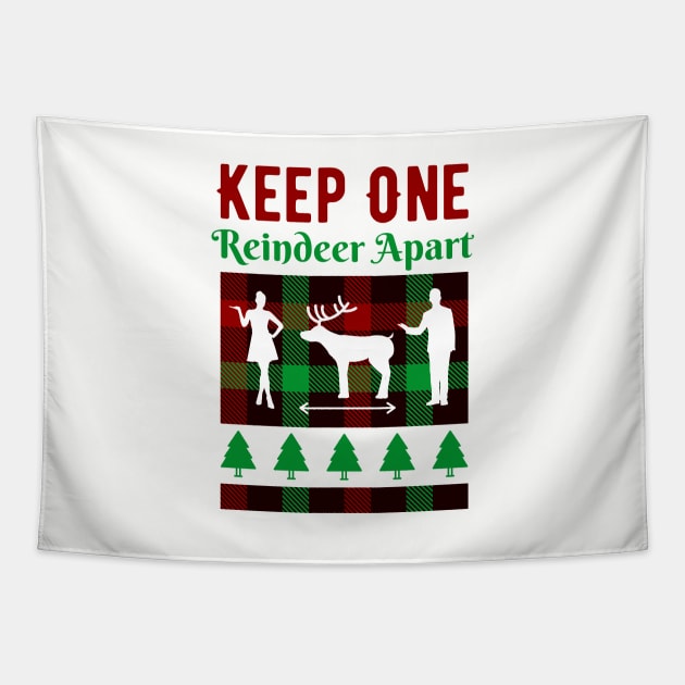 Keep One Reindeer Apart Xmas Gift Tapestry by davidisnoartist