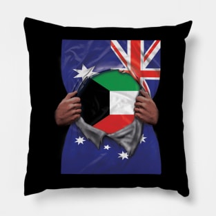 Kuwait Flag Australian Flag Ripped - Gift for Kuwaiti From Kuwait Pillow