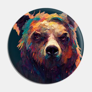 Grumpy Grizzly Bear Head Pin