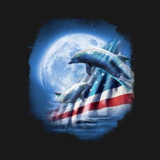 American Flag Dolphins T-Shirt