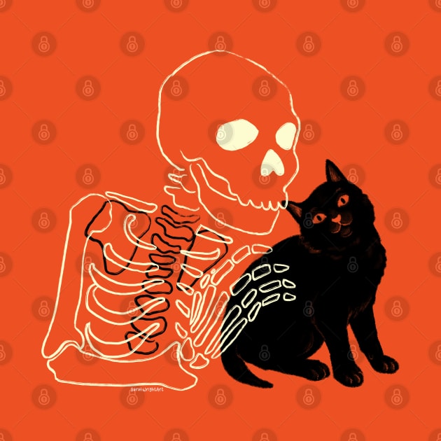 Skeleton and Kitten by SarahWrightArt