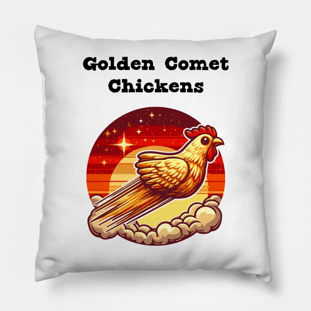 Golden Comet Chickens Pillow by dinokate