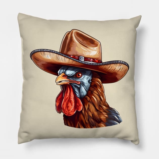 Western Cowboy Rooster Pillow by DigitalToast