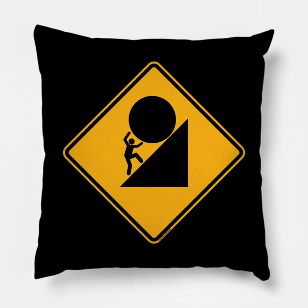 Men At Work Sysiphus Universal Symbol for Futility Pillow by CH3Media